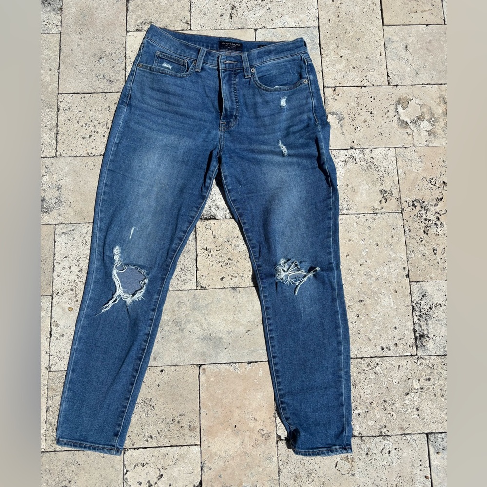 Lucky Brand Distressed Dark Blue Skinny Jeans